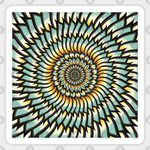 Sunshine and Sky Mandala -Intricate Digital Illustration - Colorful Vibrant and Eye-catching Design for printing on t-shirts, wall art, pillows, phone cases, mugs, tote bags, notebooks and more Sticker by cherdoodles